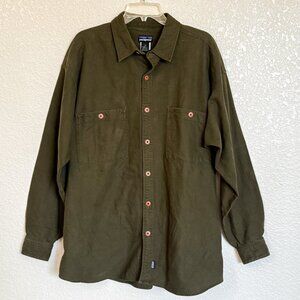 Patagonia Linen Cotton Workwear Shirt Large Olive Green 52701 Hong Kong Vintage